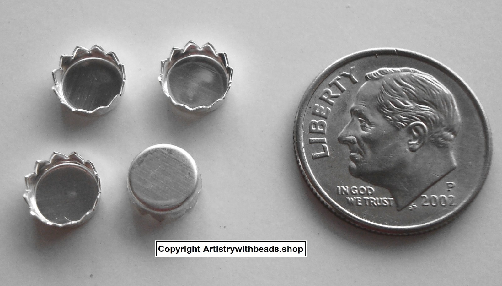 6mm ROUND Sterling silver serrated edge machine made 4 Bezel Cups BC006S