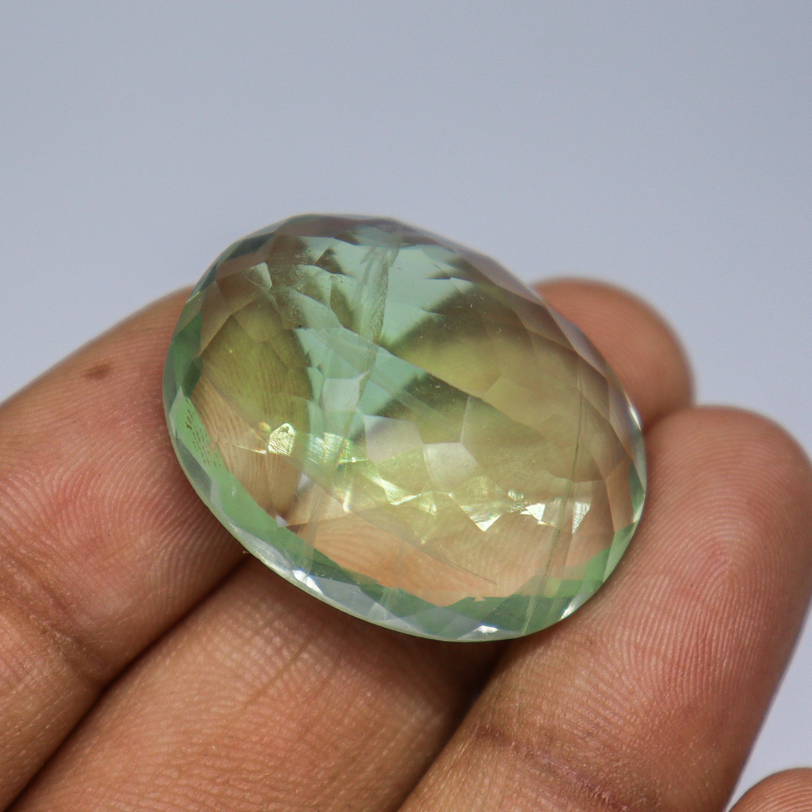 Natural Green Fluorite Faceted Oval 30x24mm 72.00 Ct Loose Gemstone