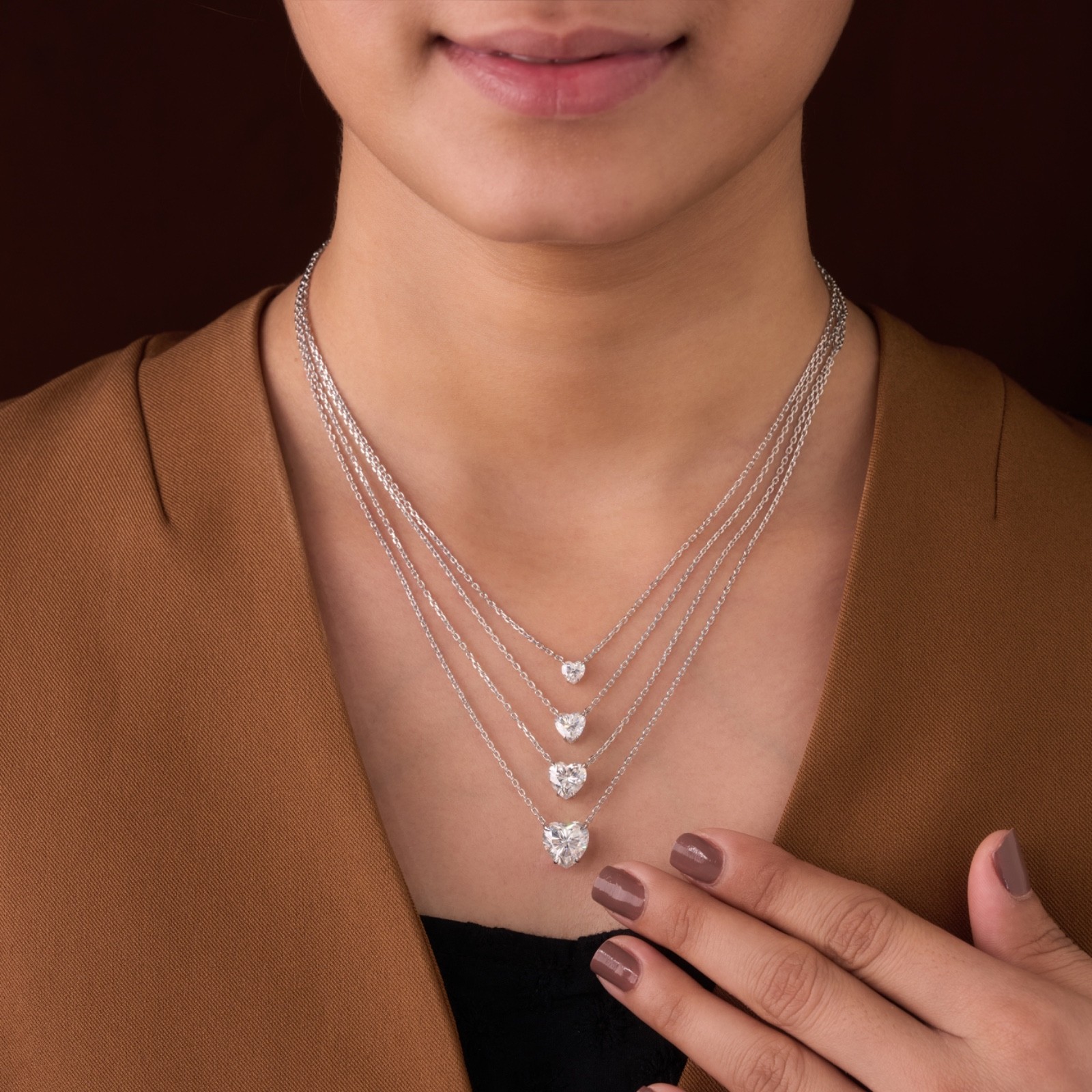Heart brilliant cut Lab grown diamond pendant necklace | 925 sterling silver