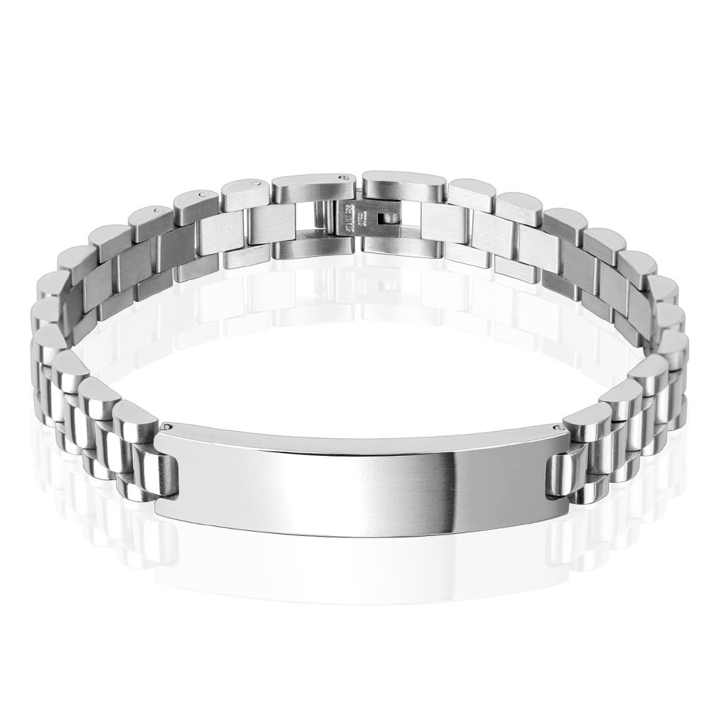 Stainless Steel Classic 10mm Men’s 8.5″ Engravable Link ID Bracelet