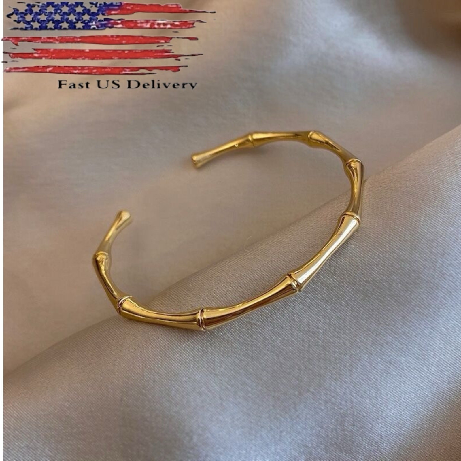 Silver Plated Bamboo Cuff Adjustable Bangle Fashion Bracelet A 77