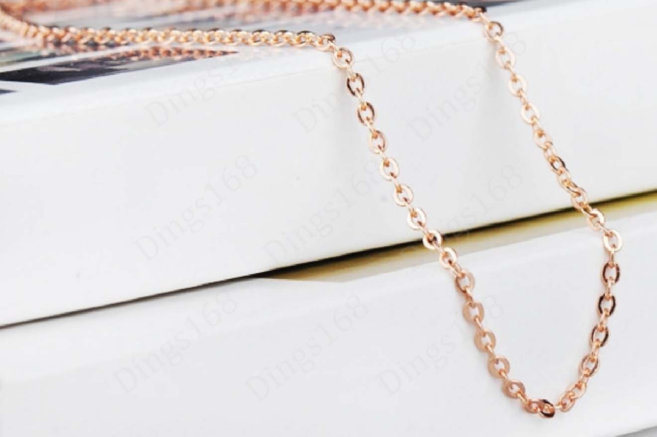 18K Rose Gold Filled Tarnish-Free 18 inch 1.5 mm thin Cable Chain Necklace F146R