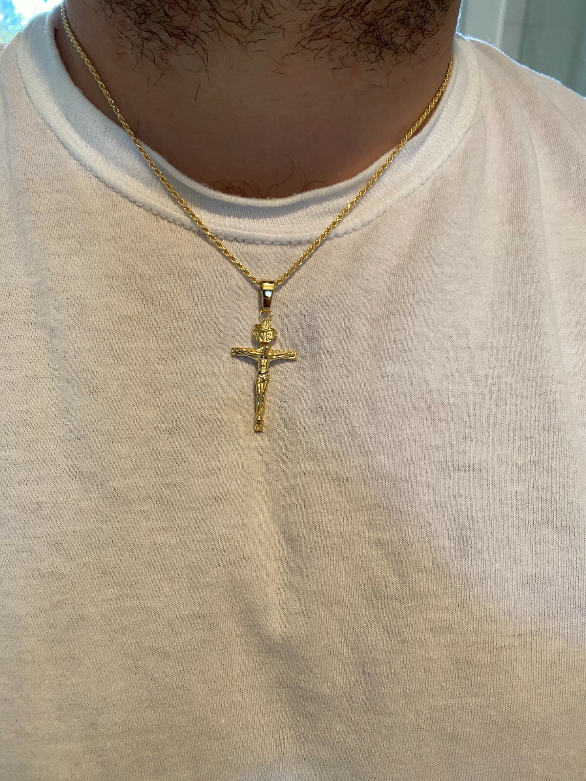 Real Solid 925 Sterling Silver Plain Inri Cross Jesus Crucifix Pendant Necklace