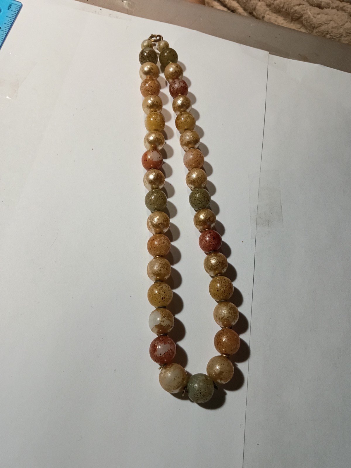 Multicolor Stone Round Beaded Necklace Ball/Bead Chain Clasp Closure
