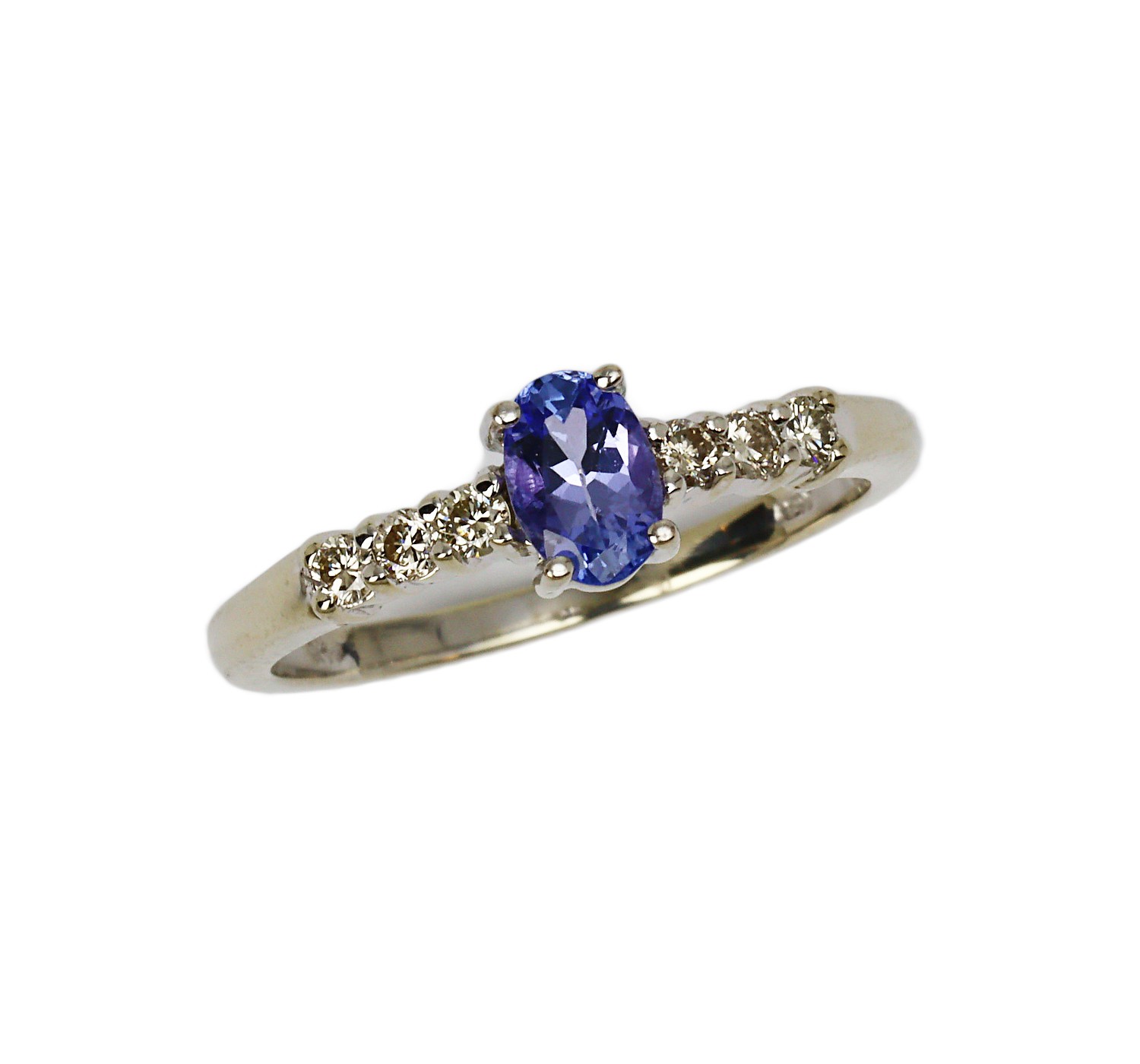 Women’s 14k White Gold, Tanzanite, Diamond Ring Size 6.5