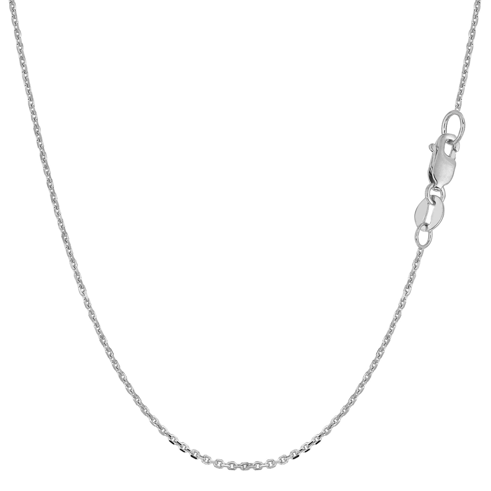 18k White Real Gold Cable Link Chain Necklace, 0.7mm, 18″