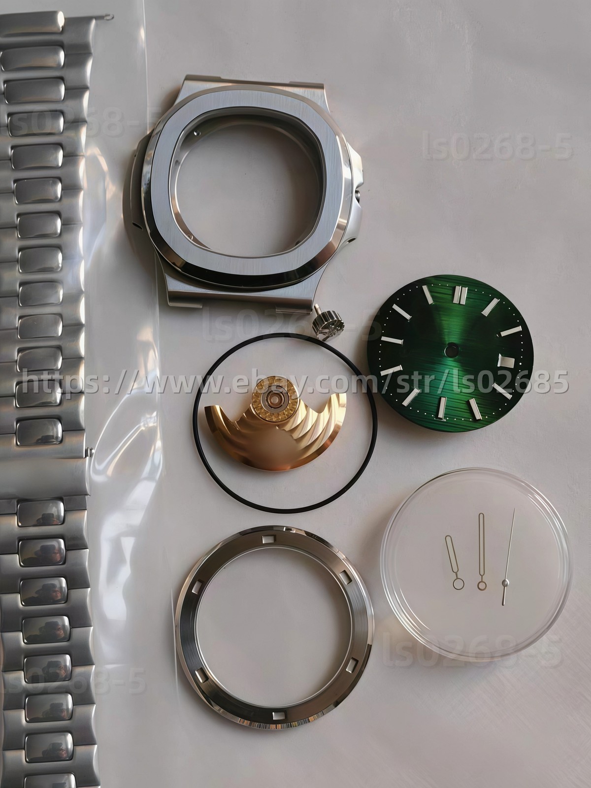 DIY SET for 2824 watch case + dial + hands + Strap sapphire 40mm