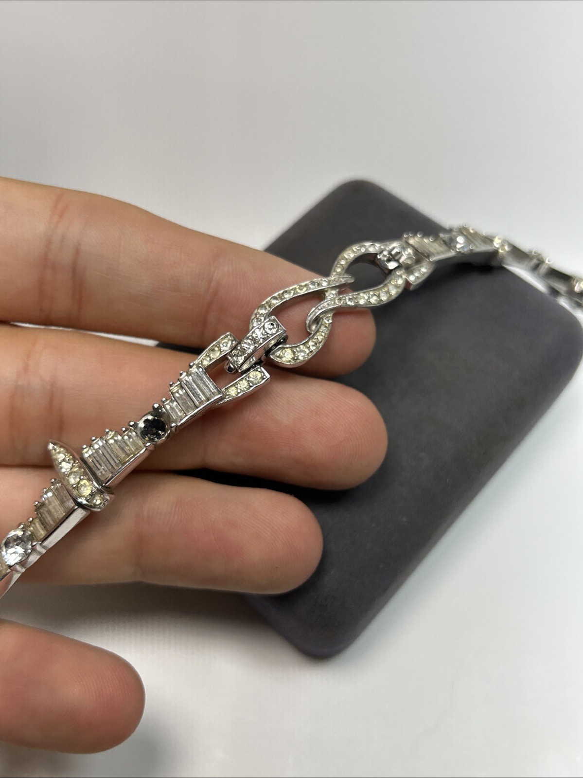 Vintage Marcel Boucher All Around Rhinestone Silver Collar Necklace 7890N