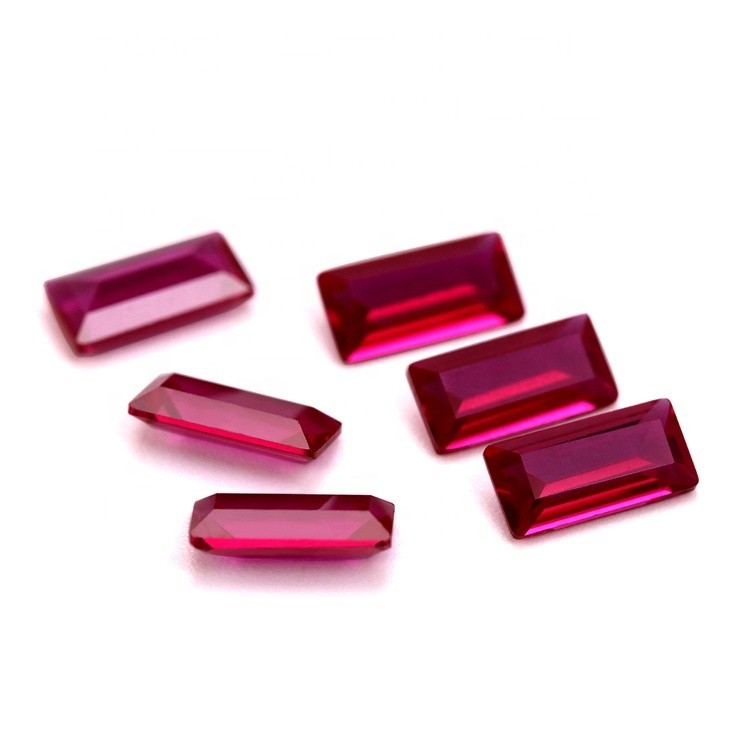 Baguette Fine Cut Lab Created Synthetic Ruby Loose Gemstone For Assorted Jewelry
