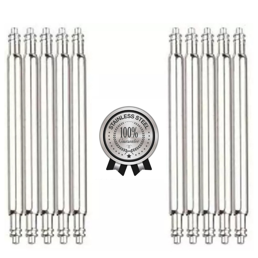 10 Pcs SemiHeavy 1.8mm Stair Double Flange Stainless Steel Watch Spring Bars A+