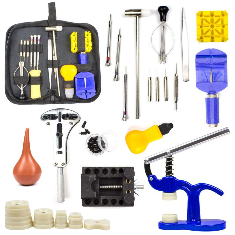 Watch Repair Tool Kit Spring Bar Tool Set, Case Opener, Watch Case Press w/ Case