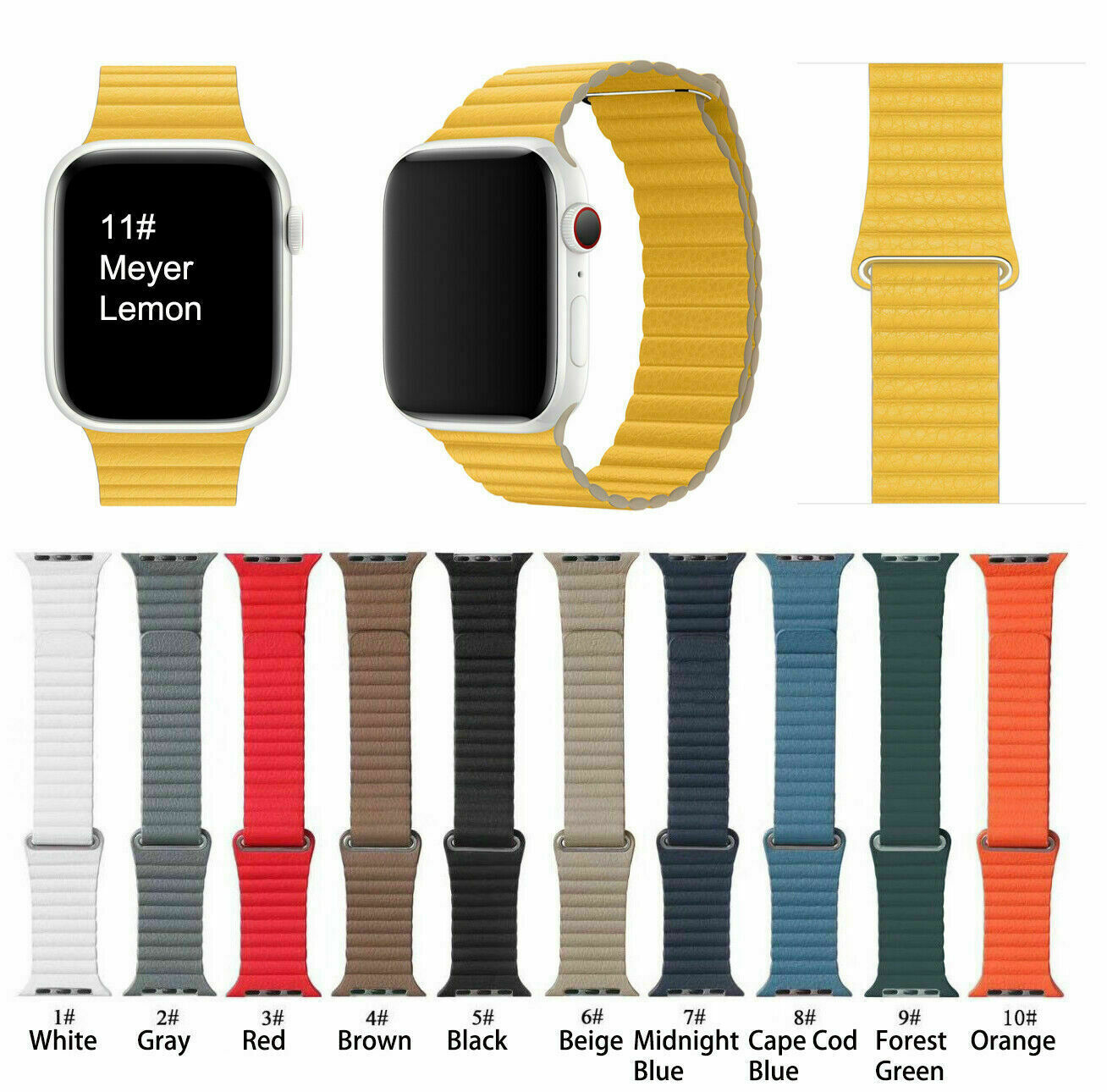 Genuine Leather Loop Magnetic iWatch Band For Apple Watch Series 9 8 7 6 5 4 SE