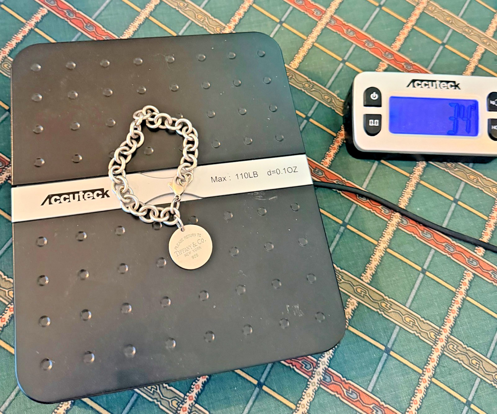 Tiffany & Co. Sterling Silver Round Link Charm Bracelet with “Please Return To”