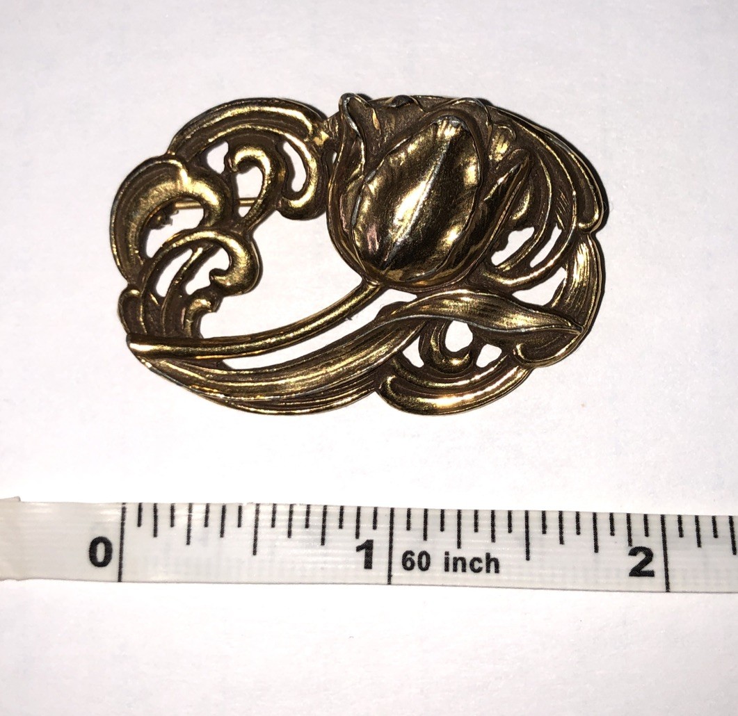 Accessocraft NYC Vintage Flower Gold Tone Pin Brooch