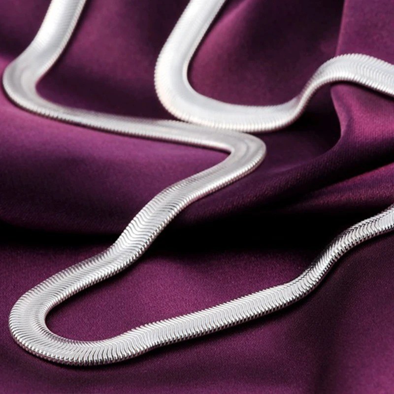 925 Sterling Silver 6MM Flat Snake Chain Necklace Men Women 16-24 Inch