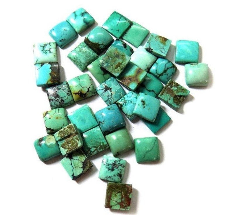 Turquoise Tibetan Square Cabochon 5mm to 12mm Natural Loose Wholesale Gemstone
