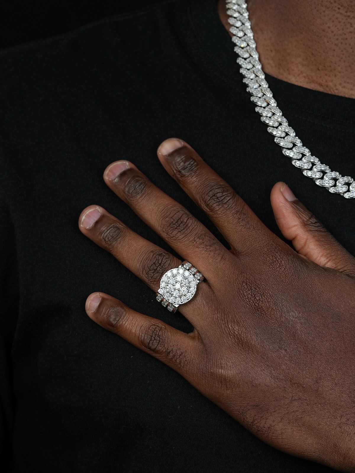 Men’s Large Solid 925 Silver 5ct CZ Pinky BIG RING 14k Gold Plated ICY HIP-HOP