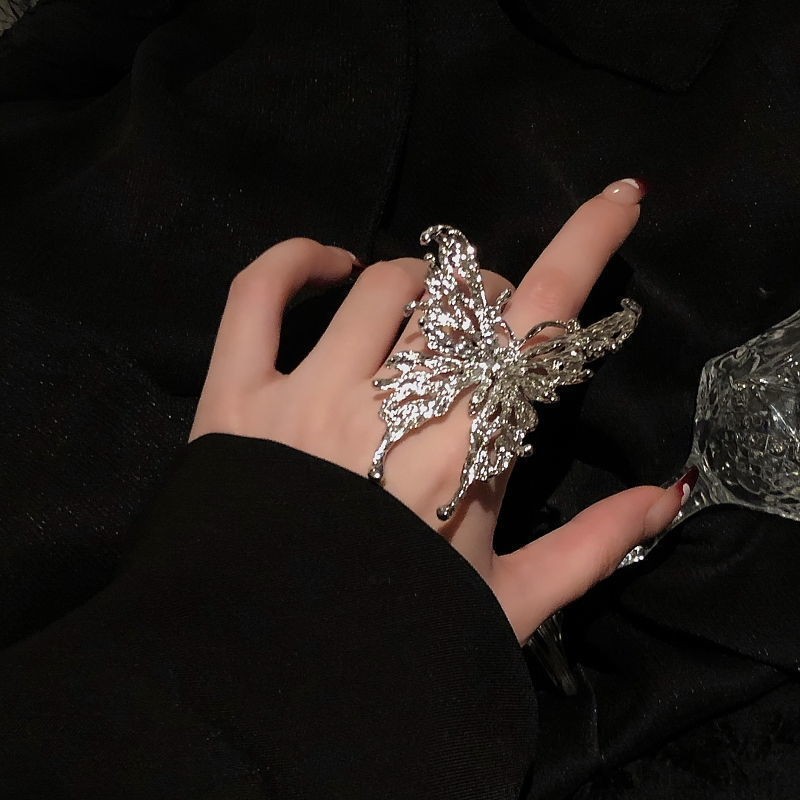 Large Butterfly Adjustable Ring for Women Fashion Jewelry Accessory