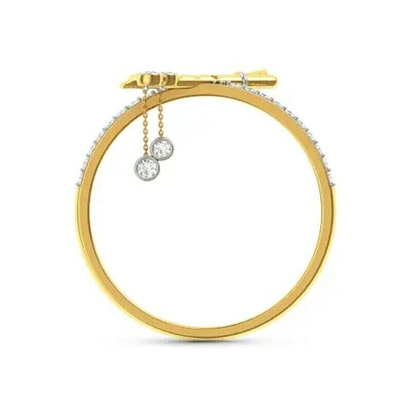 Gold Plated Thin Ring For Christmas Gifts 1 CT CZ Krishna Flute Gorgeous Ring