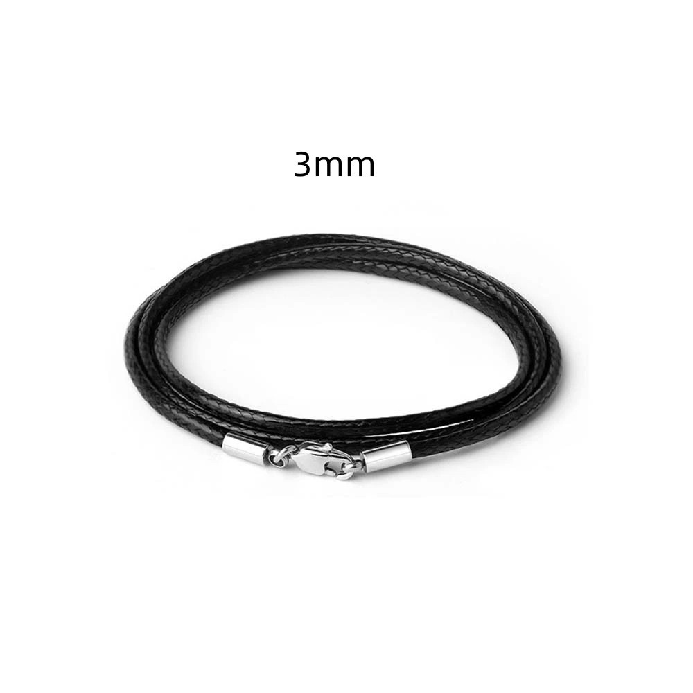 Waterproof Braided Leather Chain Cord Necklace with Stainless Steel Clasp