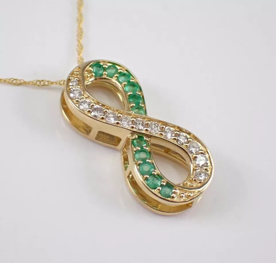 Women’s Stunning Infinity Pendant Round Simulated Diamond 14K Yellow Gold Plated