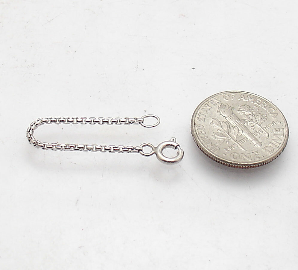 1.3mm Round Box Extender 4 Bracelet Necklace Chain Pendant Real 14K White Gold