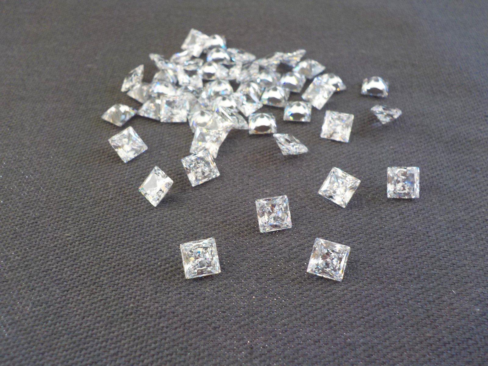 Square Cubic Zirconia Clear Stone 5 mm Pointed Back No Holes Total 12 Pieces