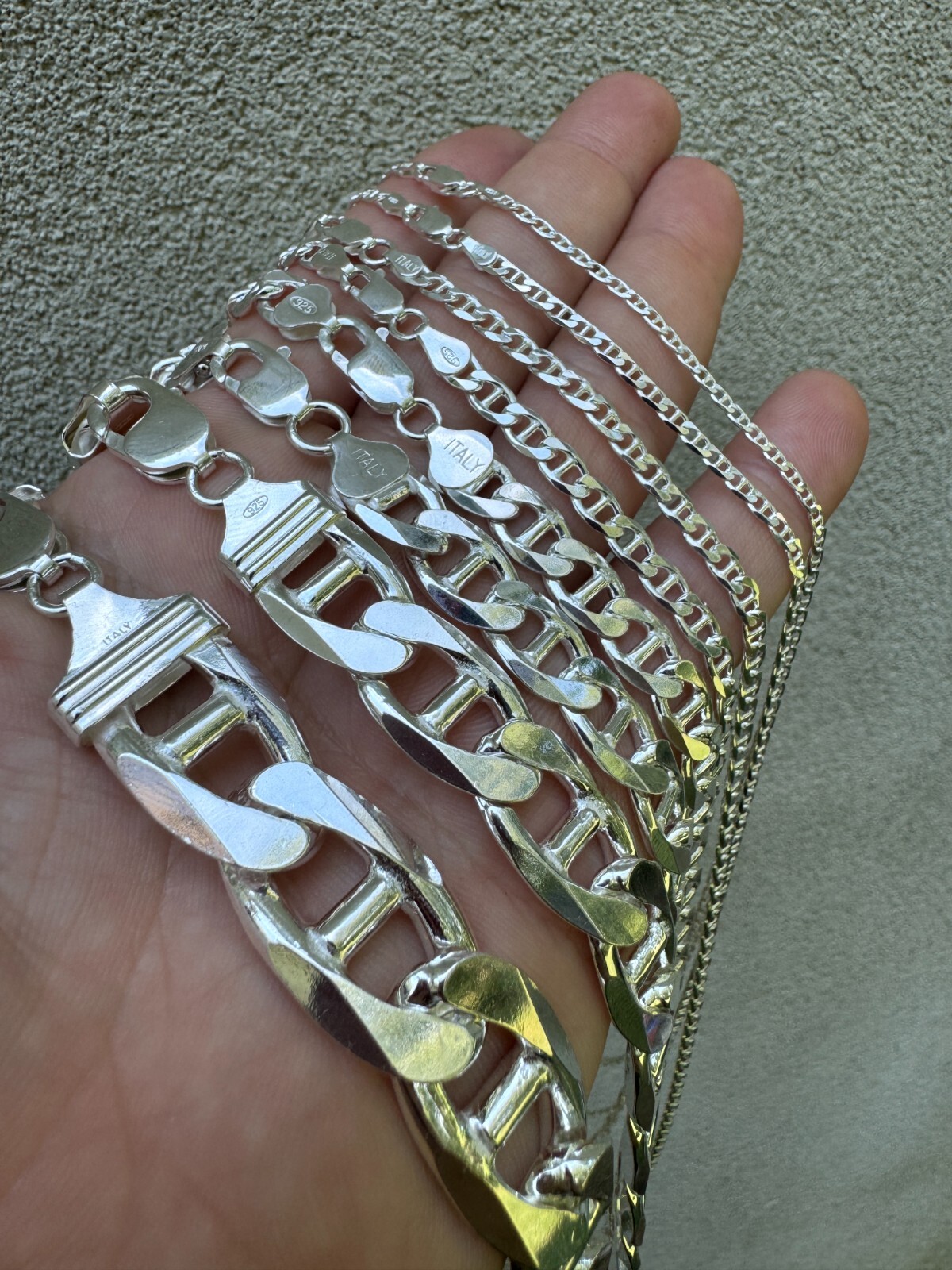 Real Solid 925 Sterling Silver Mariner Link Chain Or Bracelet ITALY 3-12mm Mens