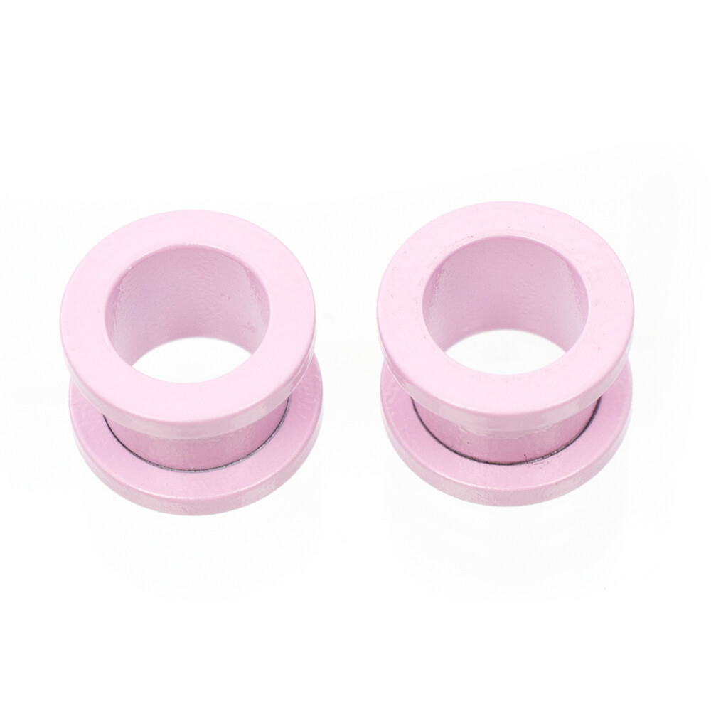 Plugs Matte Pastel Pink Screw Fit with Cubic Zirconias – Sold as a Pair Surgical
