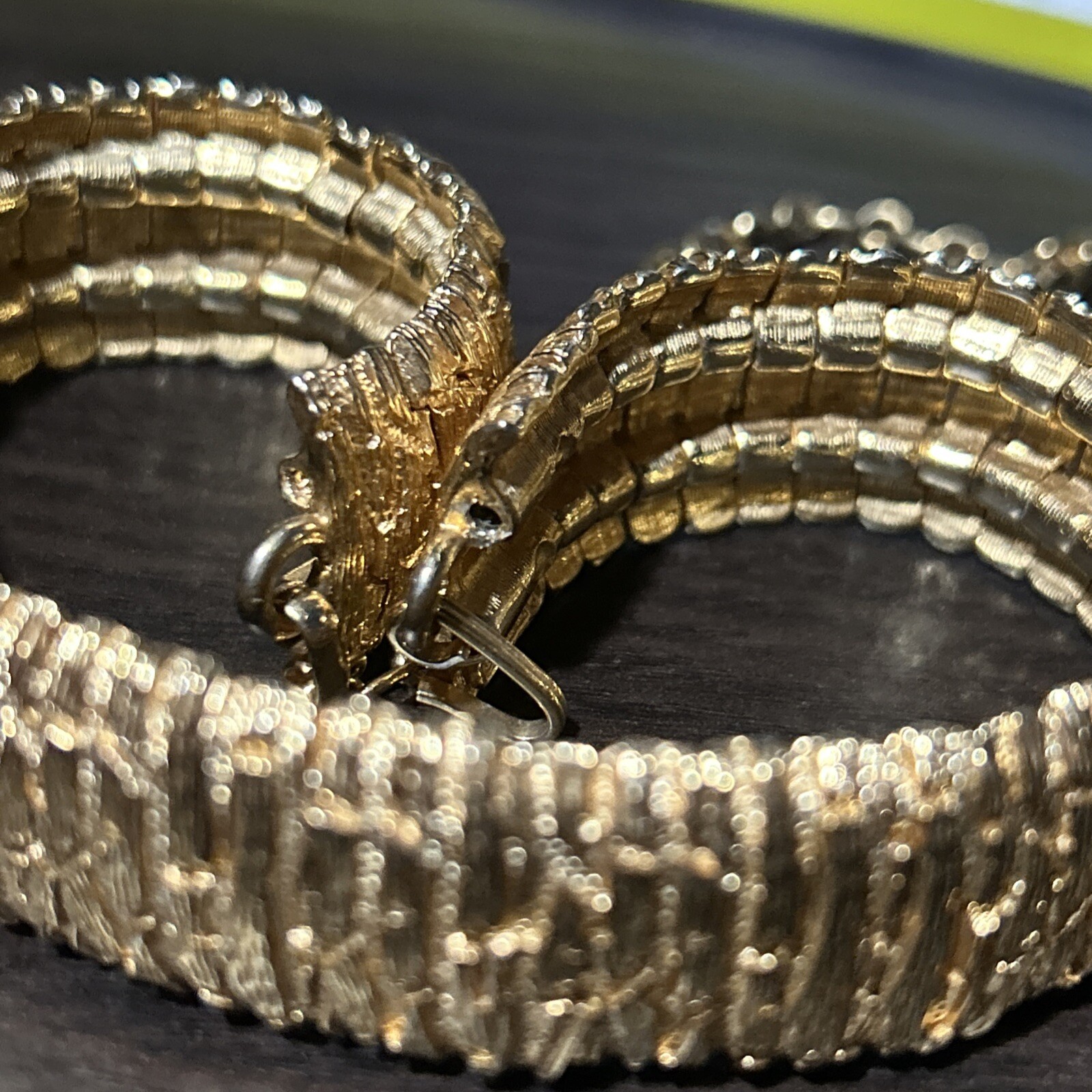 Midcentury Signed “Boucher” 1562 DC Pat Pend Gorgeous Gold Tone Choker Necklace