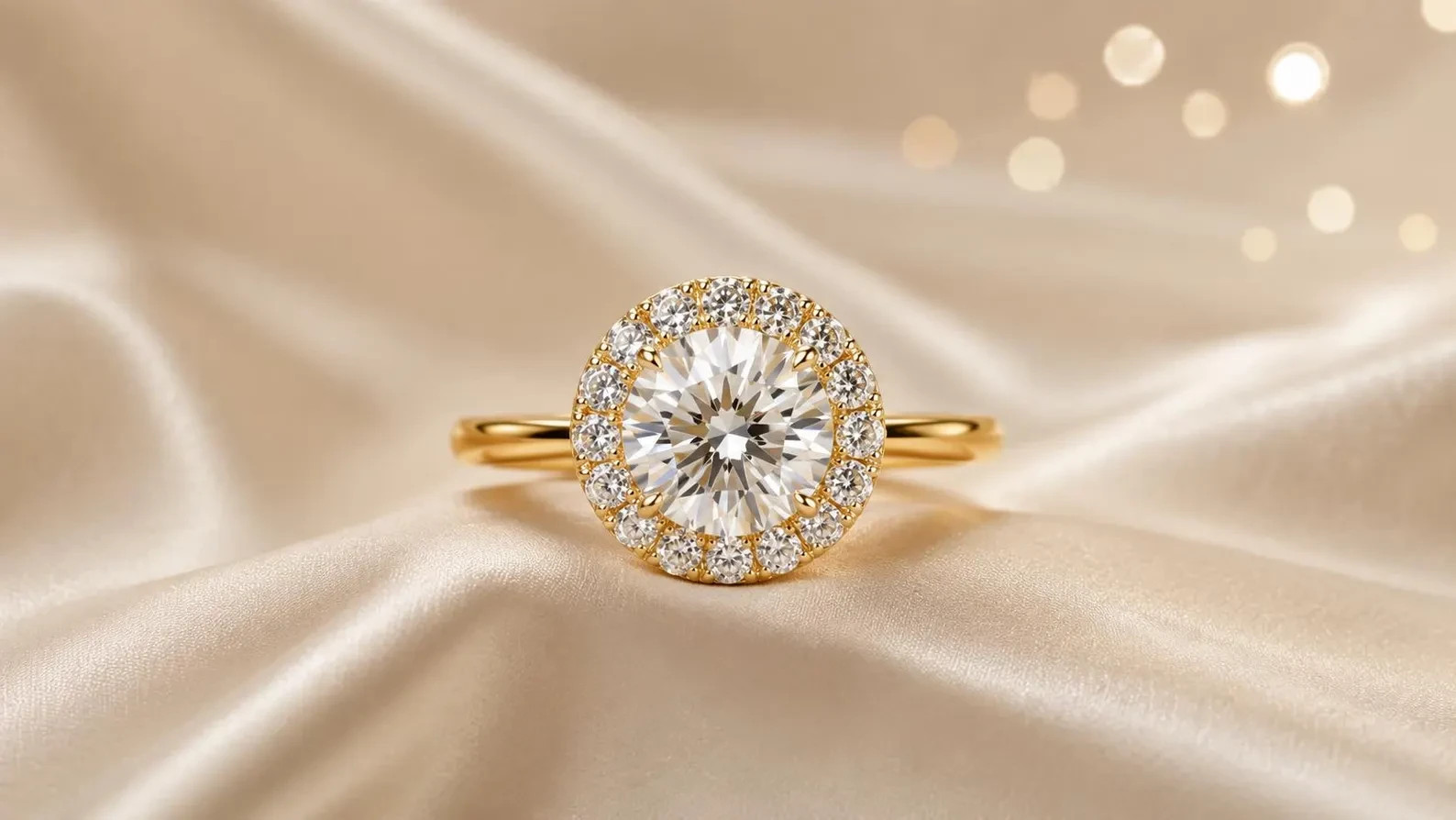 1.50Ct Round Cut EF-VS1 Lab Grown Diamond Halo Engagement Ring 14k Yellow Gold