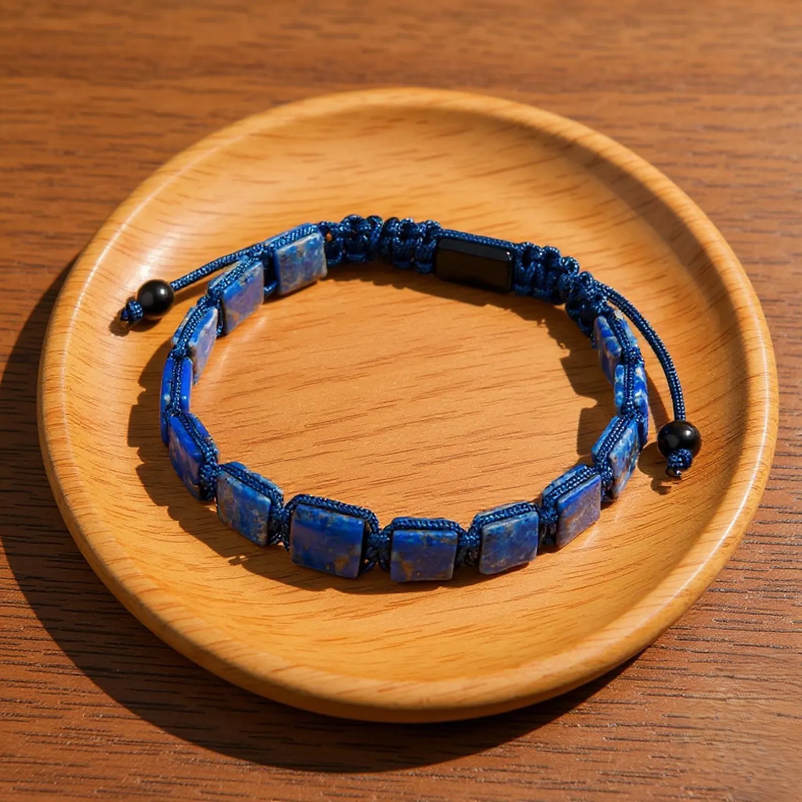 Natural Blue Lapis Lazuli Bracelet ,Protection Stone Braided Handmade Healing