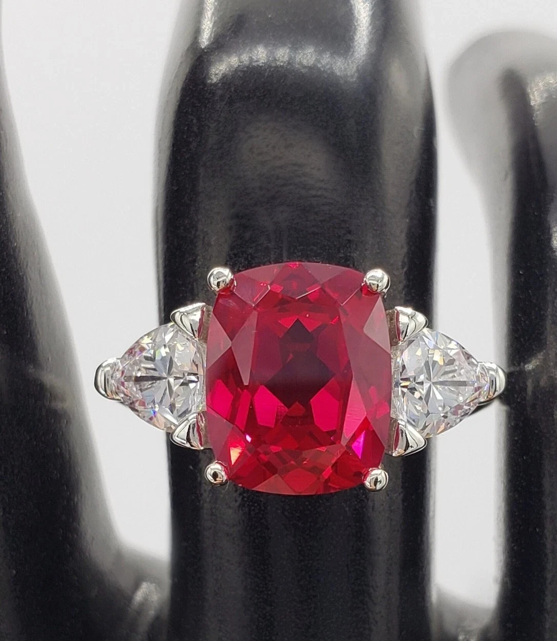 5.00 Ct Cushion Cut Natural Ruby Diamond Engagement Ring 14K Solid White Gold 7