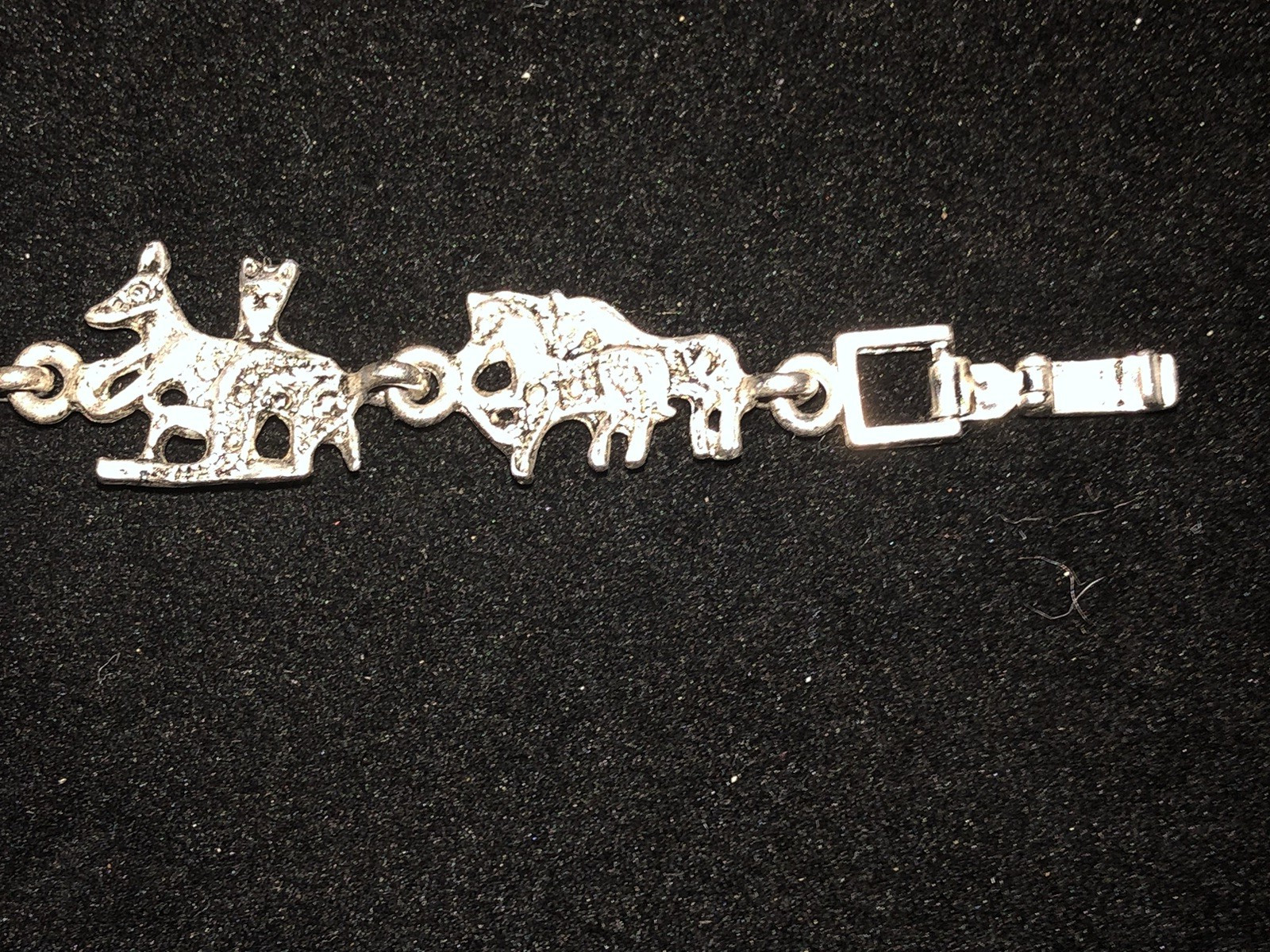 VTG. SILVER TONE PEWTER ? NOAHS ARK BRACELET 6.75″