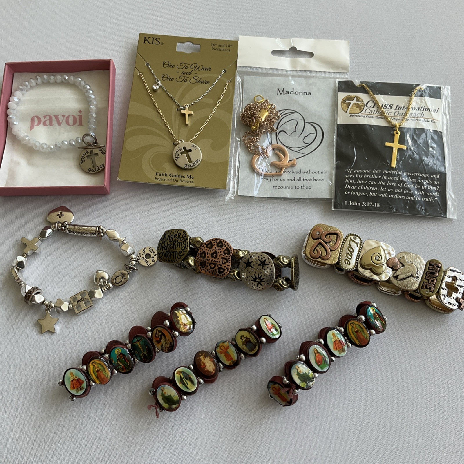 Women’s Religious Jewelry Lot of 10 Bracelets & Necklaces Christian Gifts Bundle