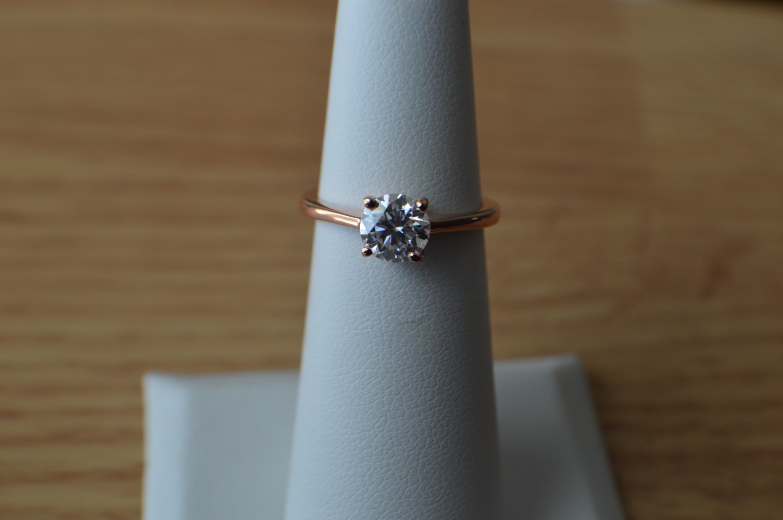 0.75ct Moissanite Solitaire Ring 18k Rose Gold Plated over Fine Silver Size 5