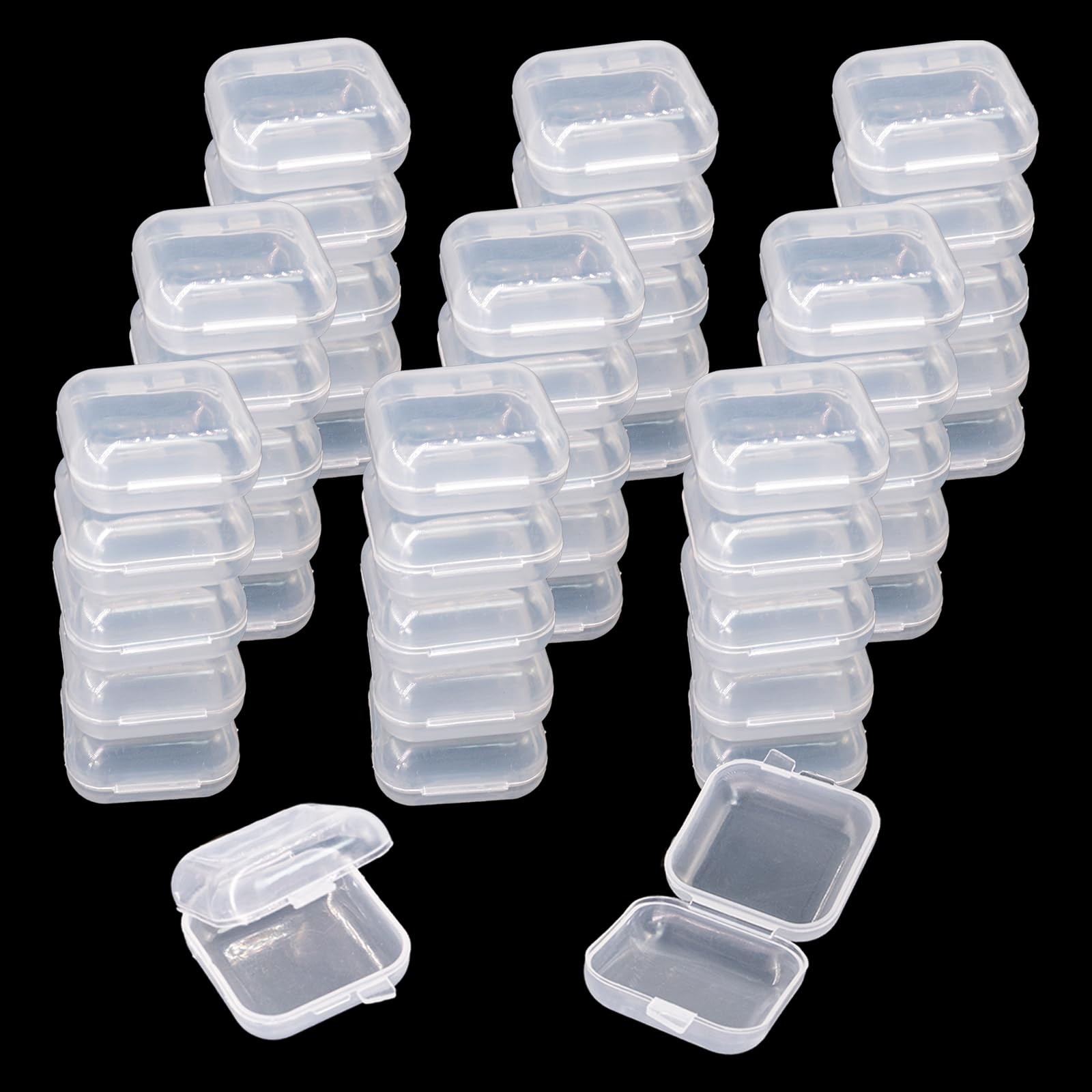 80 pcs Mini Clear Plastic Jewelry Box Earring Storage Box Small Storage Containe
