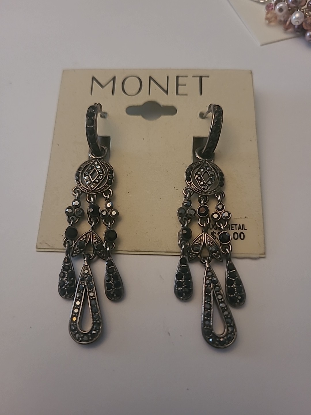 MONET Marcasite Chandelier Earrings See Pictures FREE SHIPPING