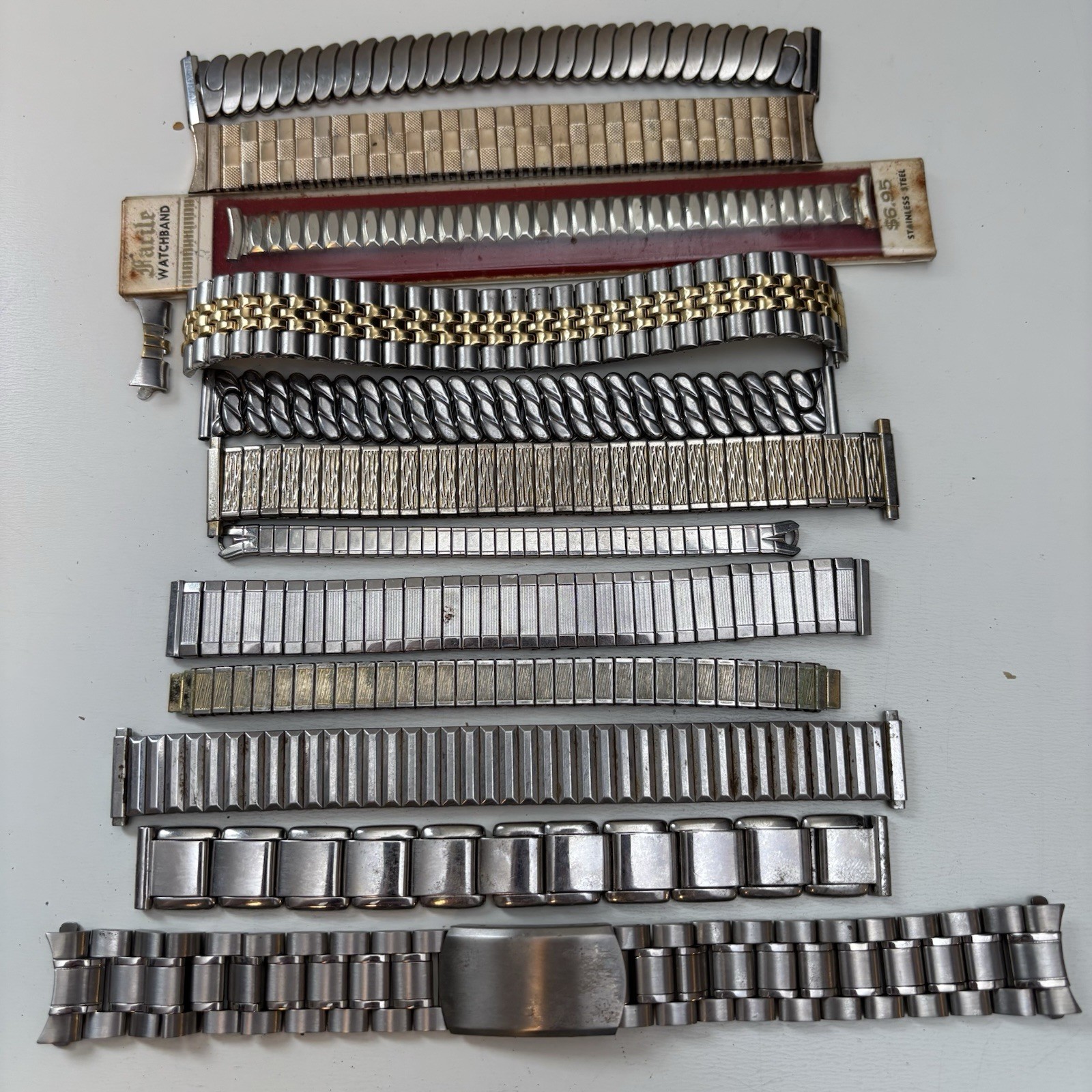 Vintage Junk Stainless Wrist Watch Bands Lot Parts Expansion Speidel & More