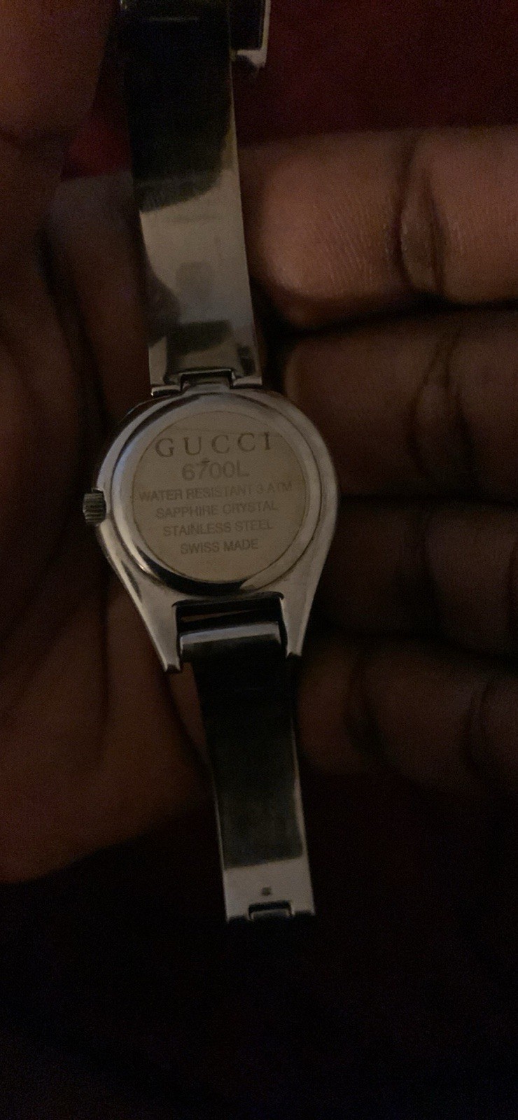 GUCCI 6700L Quartz Analog Silver Bangle Watch New Battery Auth w-12127