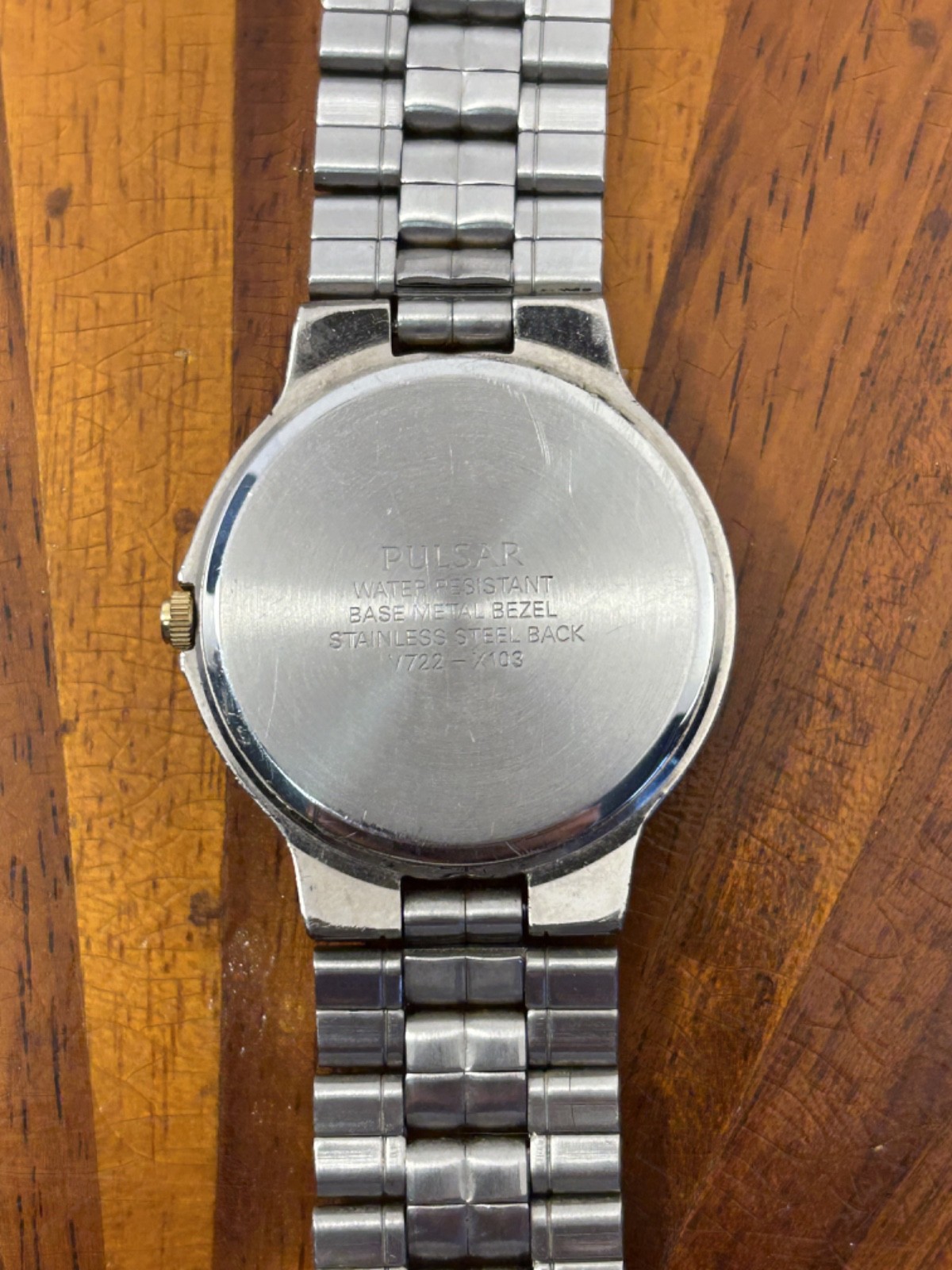 Vintage Pulsar Watch Men Gold Silver Tone Date V722-X103 Quartz 33mm New Battery