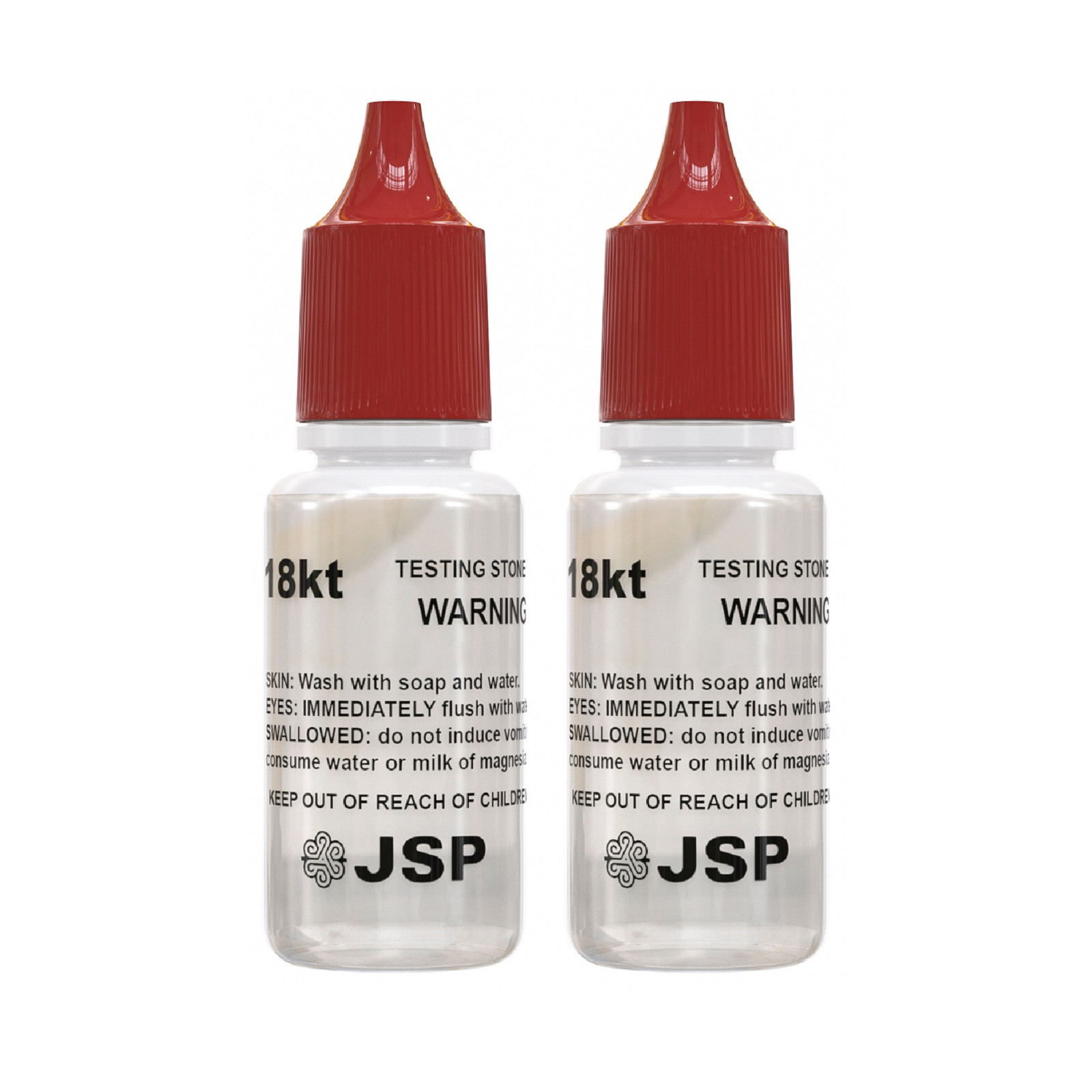 JSP GOLD JEWELRY TESTING SOLUTION 18K TEST SCRAP 1/2 fl oz. SET OF 2 BOTTLES