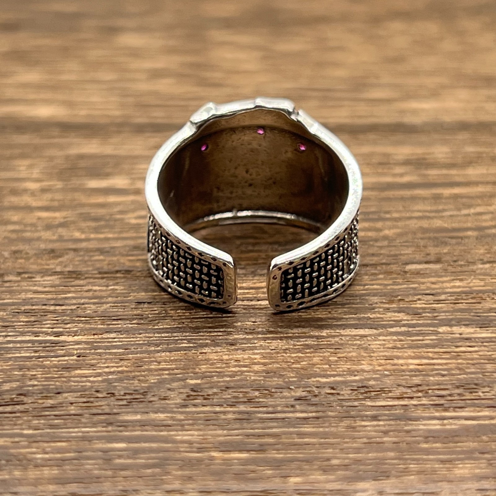 Mens 925 Silver Plated Ring Adjustable Royal Flush Playing Card Resizable Sterli