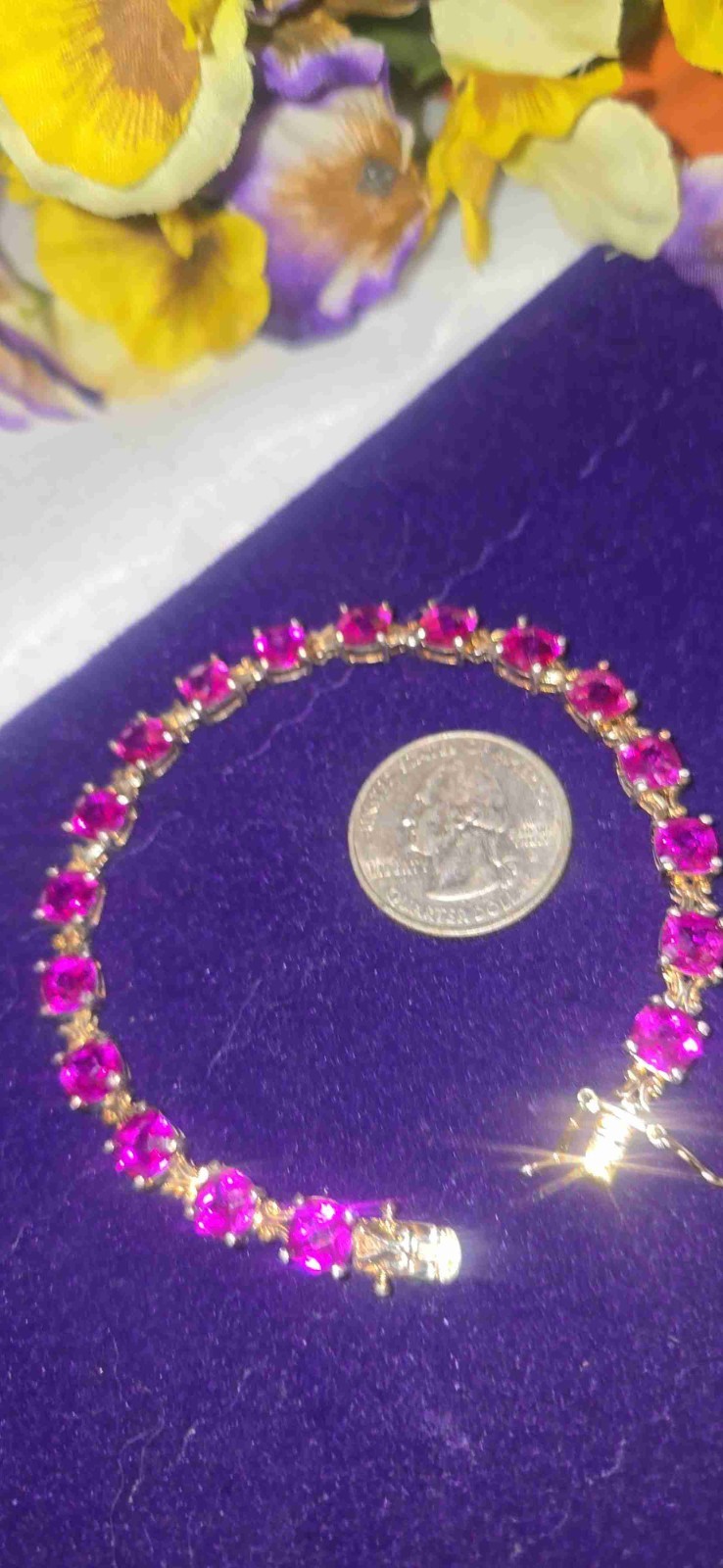 Breathtaking Ruby Jemstones Set In Sterling Tennis Bracelet