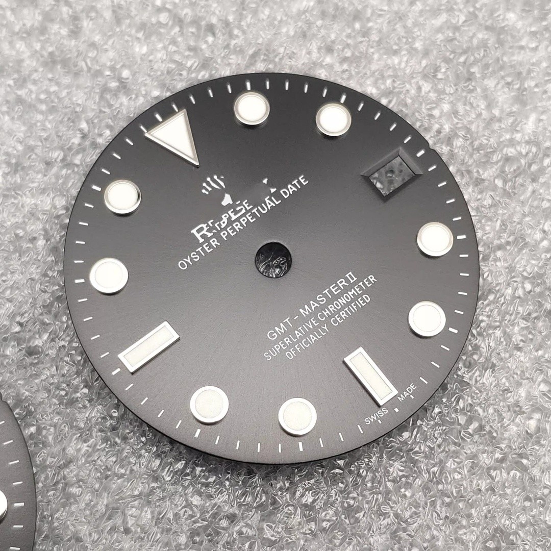 28.5mm GMT Watch Dial Ice Blue Luminous for NH34 Movement Watch Parts