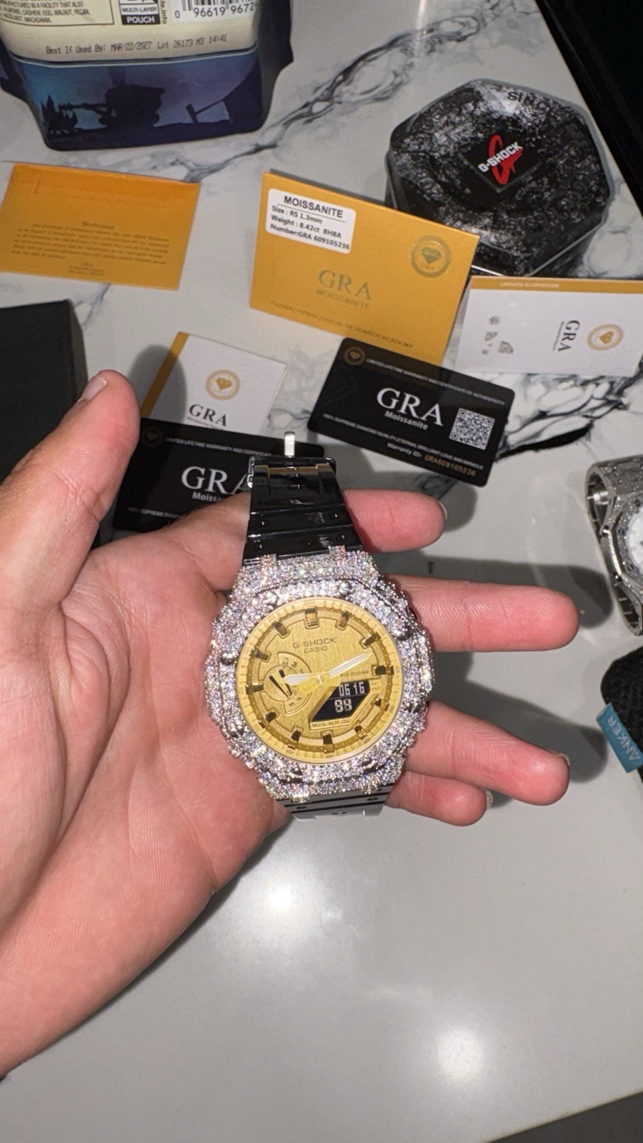 Authentic Modded Iced Out G Shock Ga2100 Moissanite Bezel