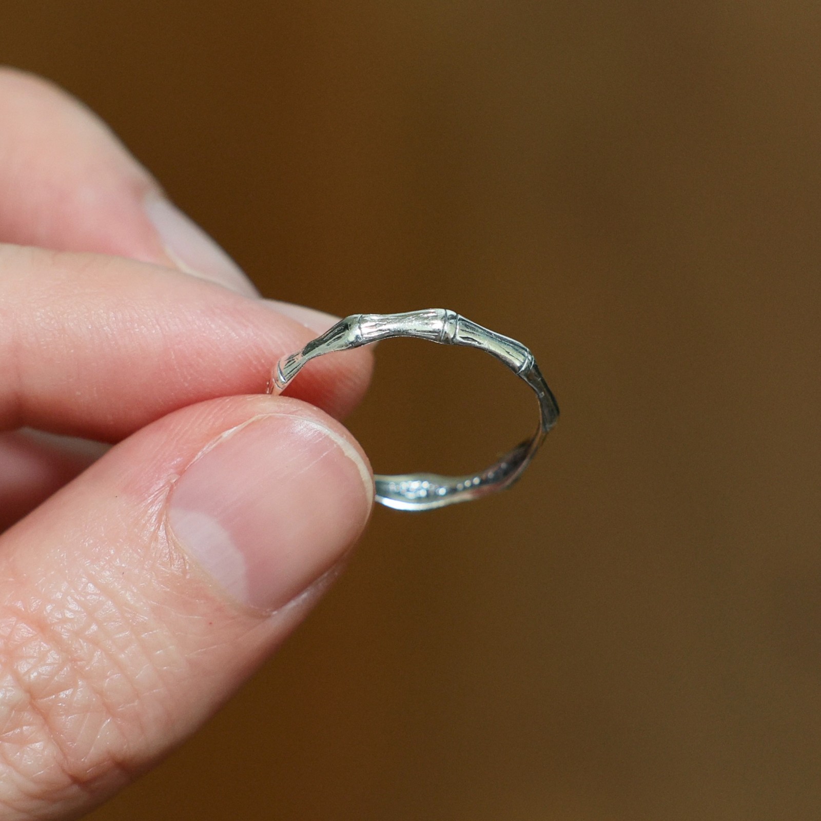 925 Sterling Silver Minimal Dainty Subtle Boho Stackable Bamboo Ring ~ Size 10