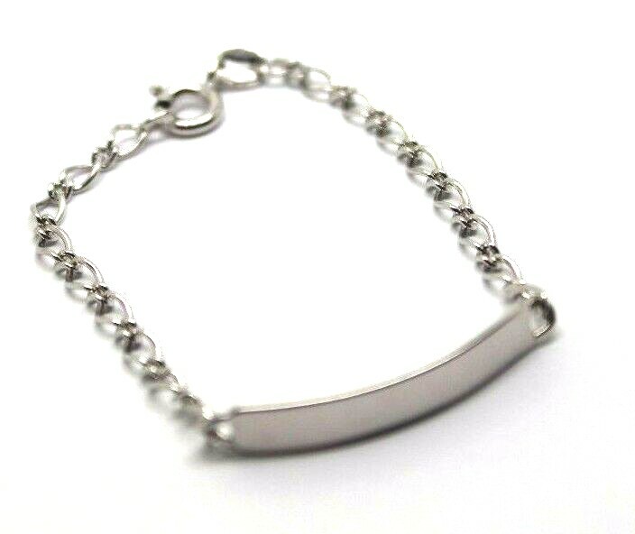 Children 9ct Solid White Gold ID Identification Bracelet – Free Post