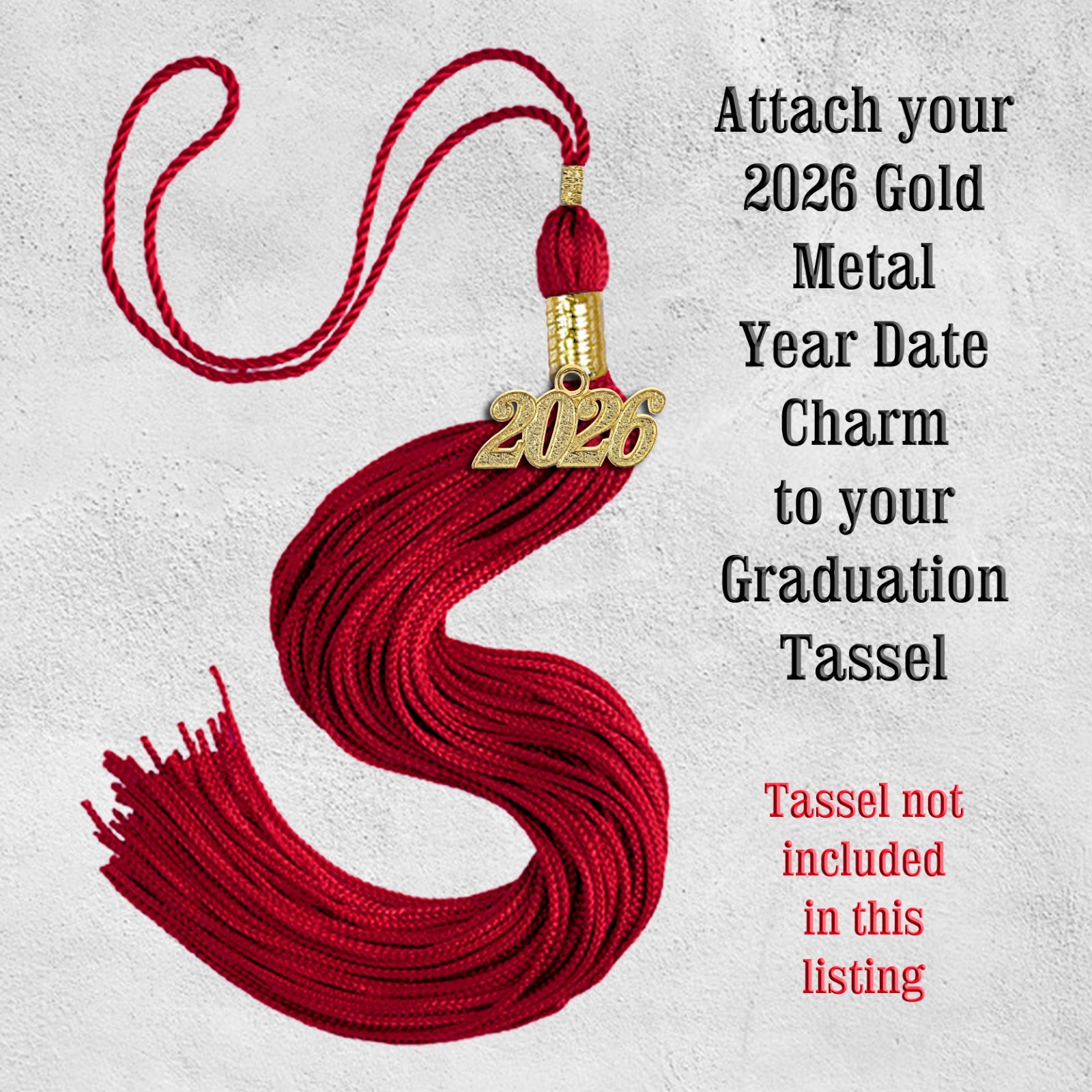 2024 Gold Metal Graduation Tassel Charm Year Date for Cap or Bracelet (Qty: 1)