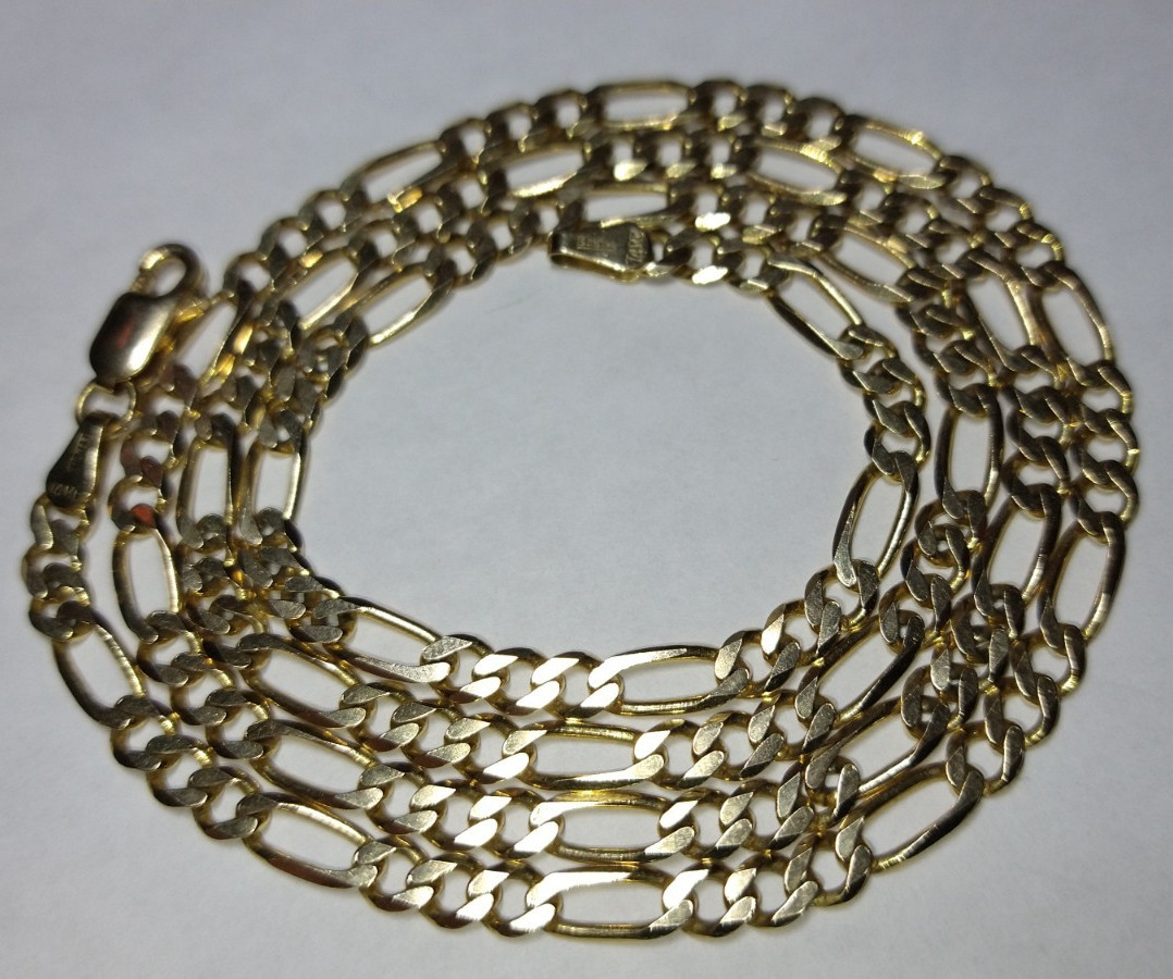 Solid 14k gold 4.2mm Italian figaro chain 14.71 grams – 24″